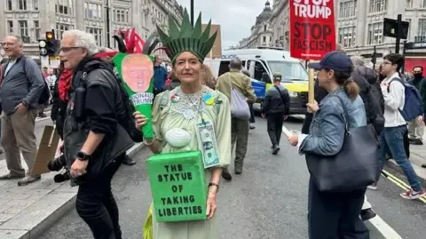 Countless Demonstrators Gather in Downtown London to Oppose President Trump's Official UK Trip